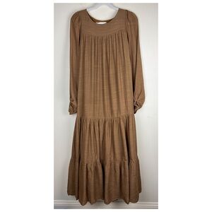 Joyfolie Romantic Boho Prairie Photo Shoot Charlize Maxi Dress Dull Gold XXS